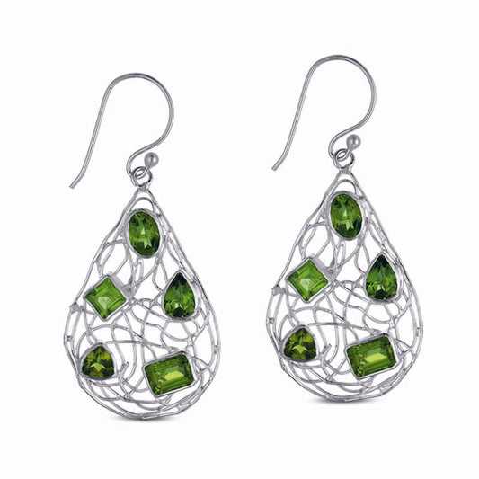 STERLING SILVER PERIDOT DANGLE EARRINGS