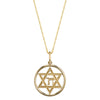 14K Yellow Gold Star Of David Chai Necklace