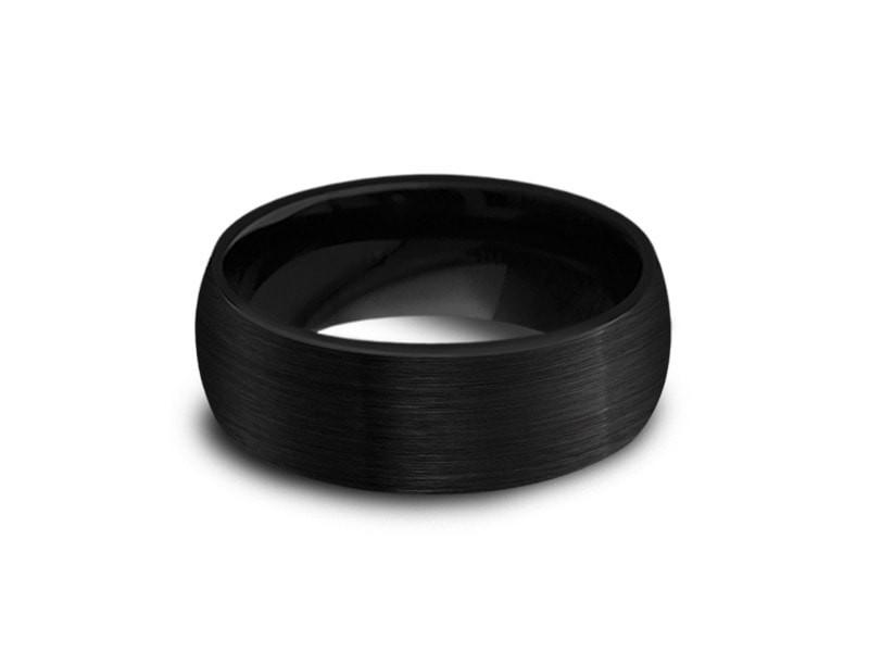 Brushed Black Tungsten Wedding Band - Engagement Ring - Anniversary - Dome Shaped - Comfort Fit 8mm - Vantani Wedding Bands