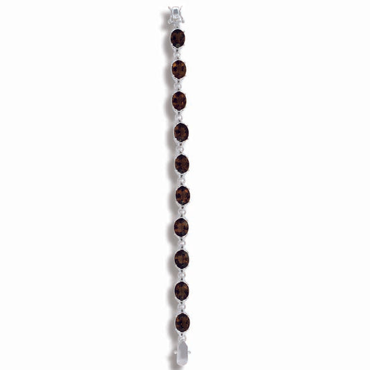STERLING SILVER BRACELET WITH SMOKY QUARTZ