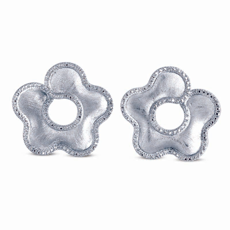 STERLING SILVER FLOWER EARRINGS WITH CZ STONES