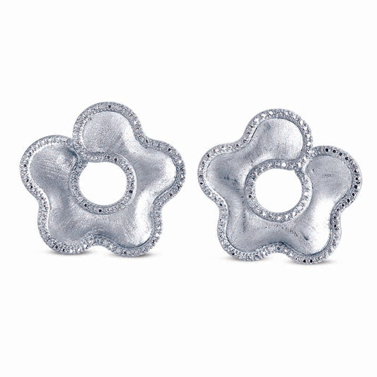 STERLING SILVER FLOWER EARRINGS WITH CZ STONES