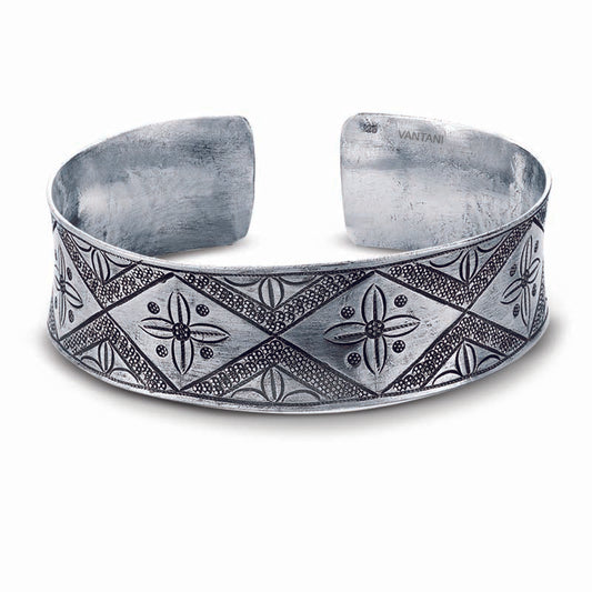 STERLING SILVER CUFF BANGLE WITH DESIGN
