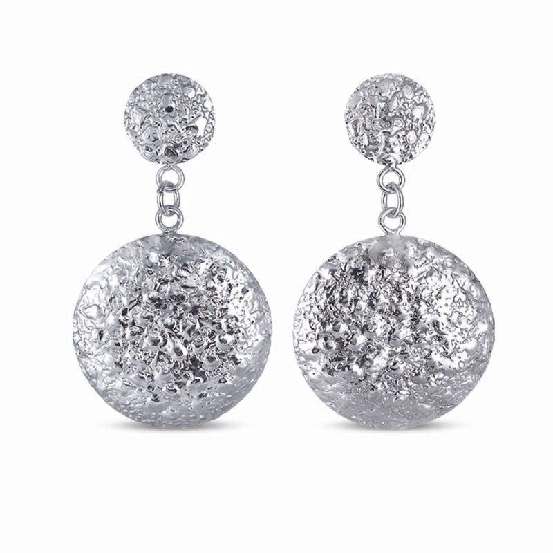 STERLING SILVER HAMMERED DANGLE EARRINGS