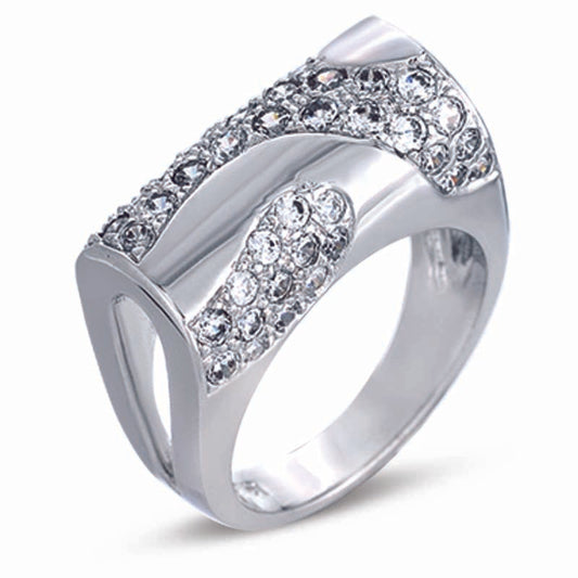 STERLING SILVER RING WITH CZ STONES