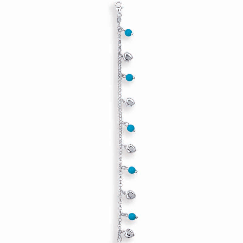 STERLING SILVER CHARM BRACELET WITH TURQUOISE