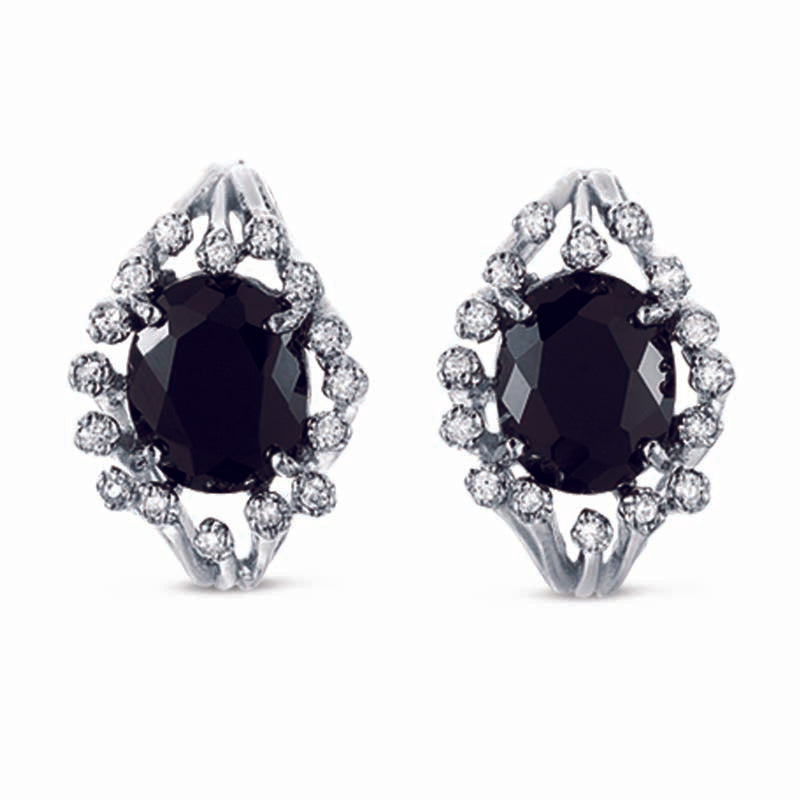 STERLING SILVER EARRINGS WITH BLACK CZ STONE
