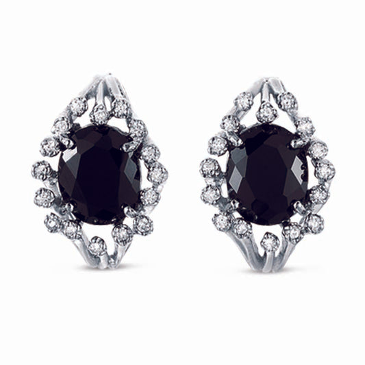 STERLING SILVER EARRINGS WITH BLACK CZ STONE