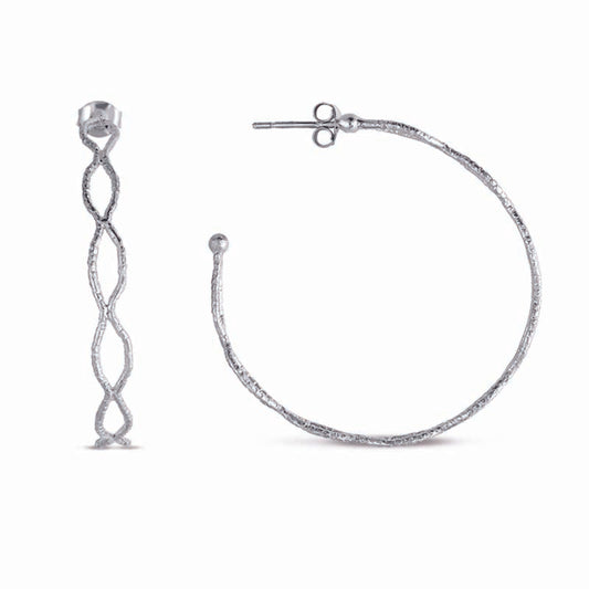 STERLING SILVER TWISTED HOOP EARRINGS