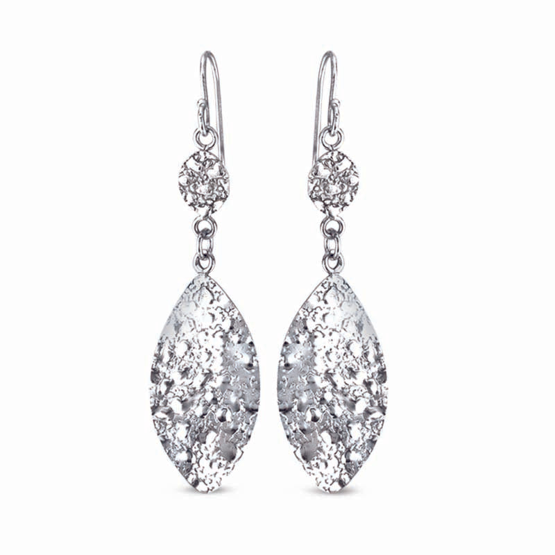 STERLING SILVER HAMMERED DANGLE EARRINGS