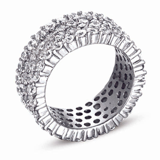 STERLING SILVER RING WITH CZ STONES
