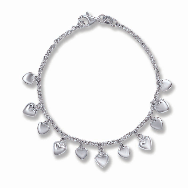 STERLING SILVER HEART CHARM BRACELET