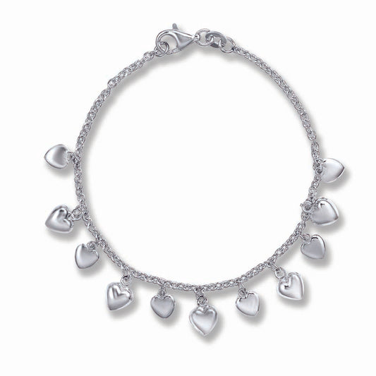 STERLING SILVER HEART CHARM BRACELET