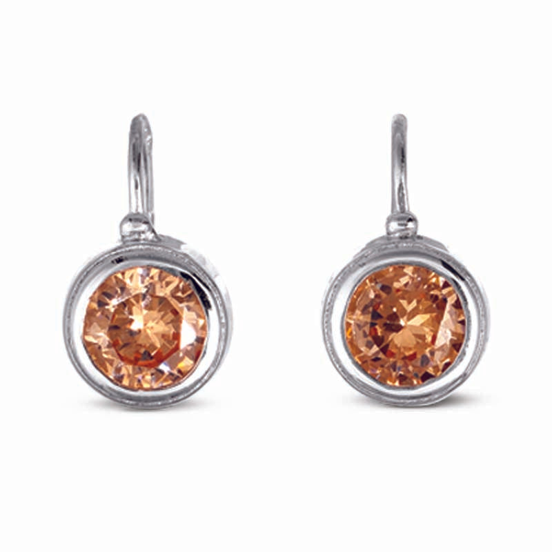 STERLING SILVER DANGLE EARRINGS WITH CHAMPAGNE STONE
