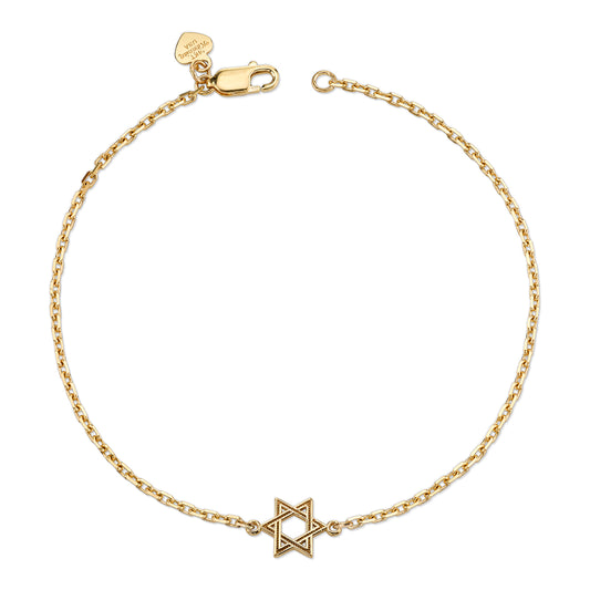 14K Yellow Gold Kids Star Of David Bracelet
