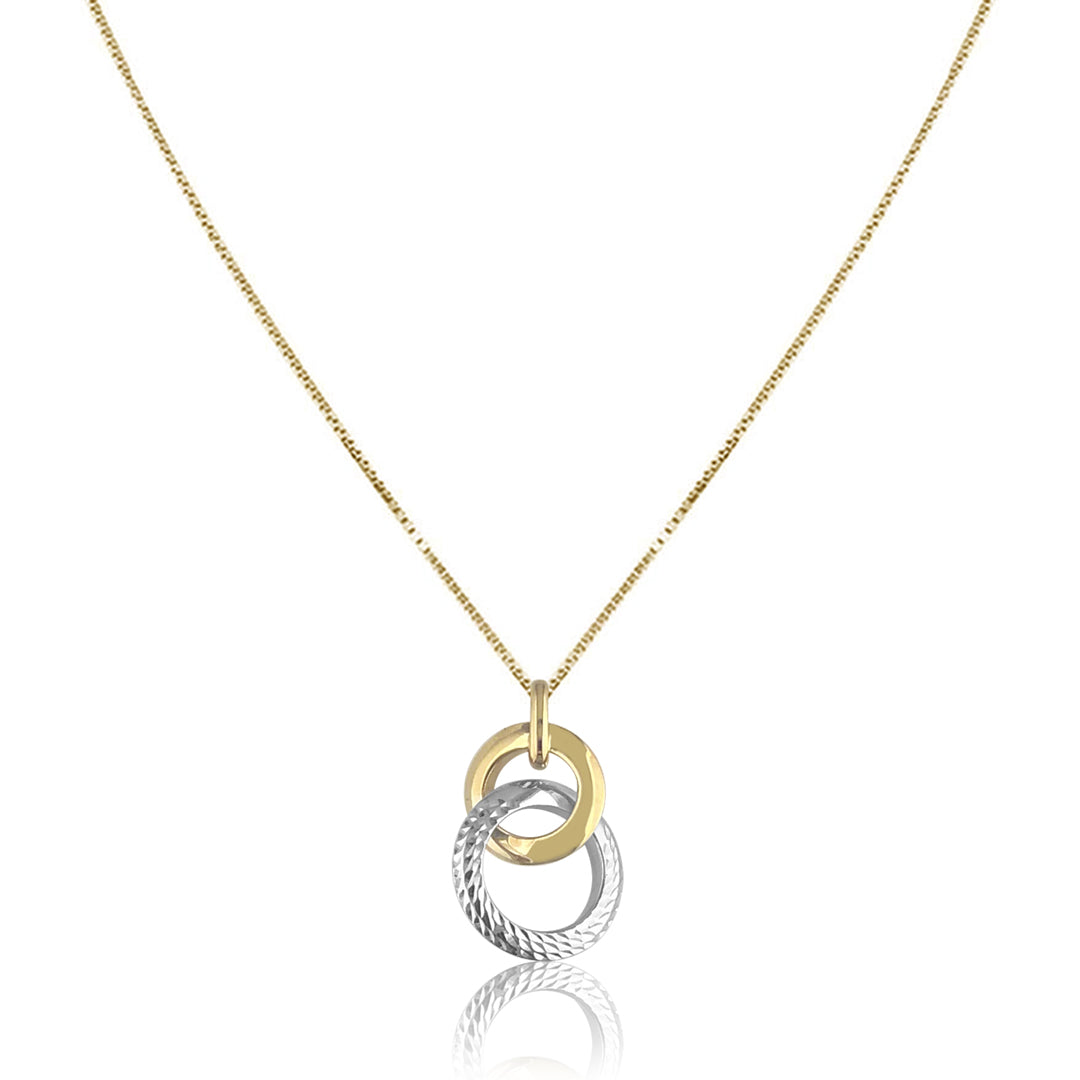 14K Two tone double circle pendant necklace – Kitsinian Jewelers