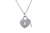 14K White Gold Diamond Heart Lock And Key Necklace