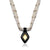 Three strand pearl necklace with lemon quartz