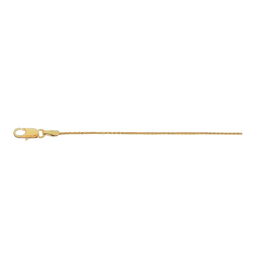 14K Yellow Gold 1.10mm Wheat Chain