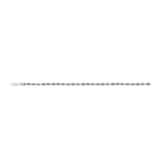 14K White Gold 1.5mm Diamond Cut Rope Chain