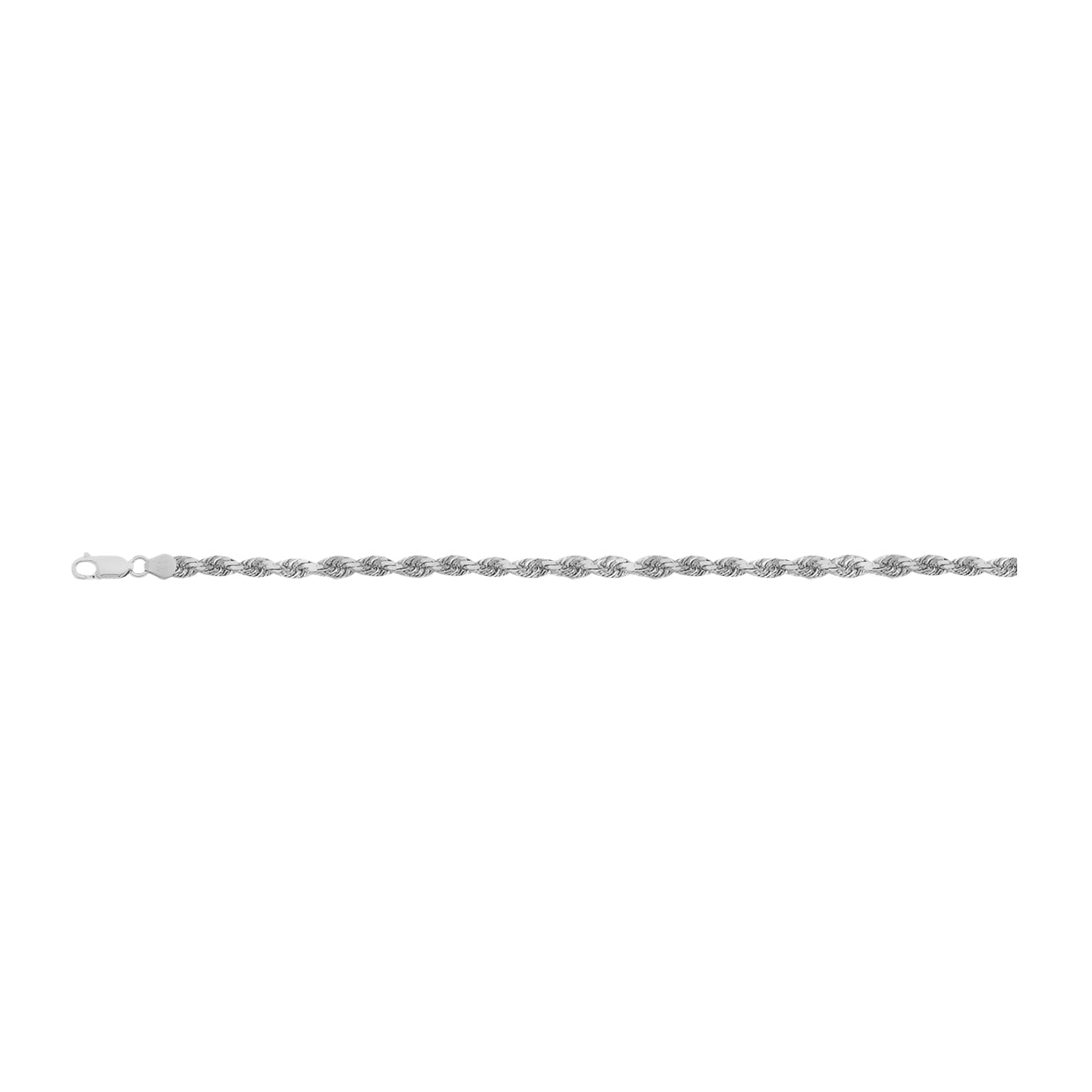 14K White Gold 2mm Diamond Cut Rope Chain