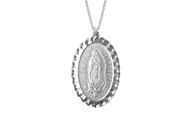 925 STERLING SILVER 11x16MM OVAL MARY MEDAL