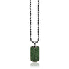 Sterling Silver dog tag id with green tsavorite on jumbo box chain 20"