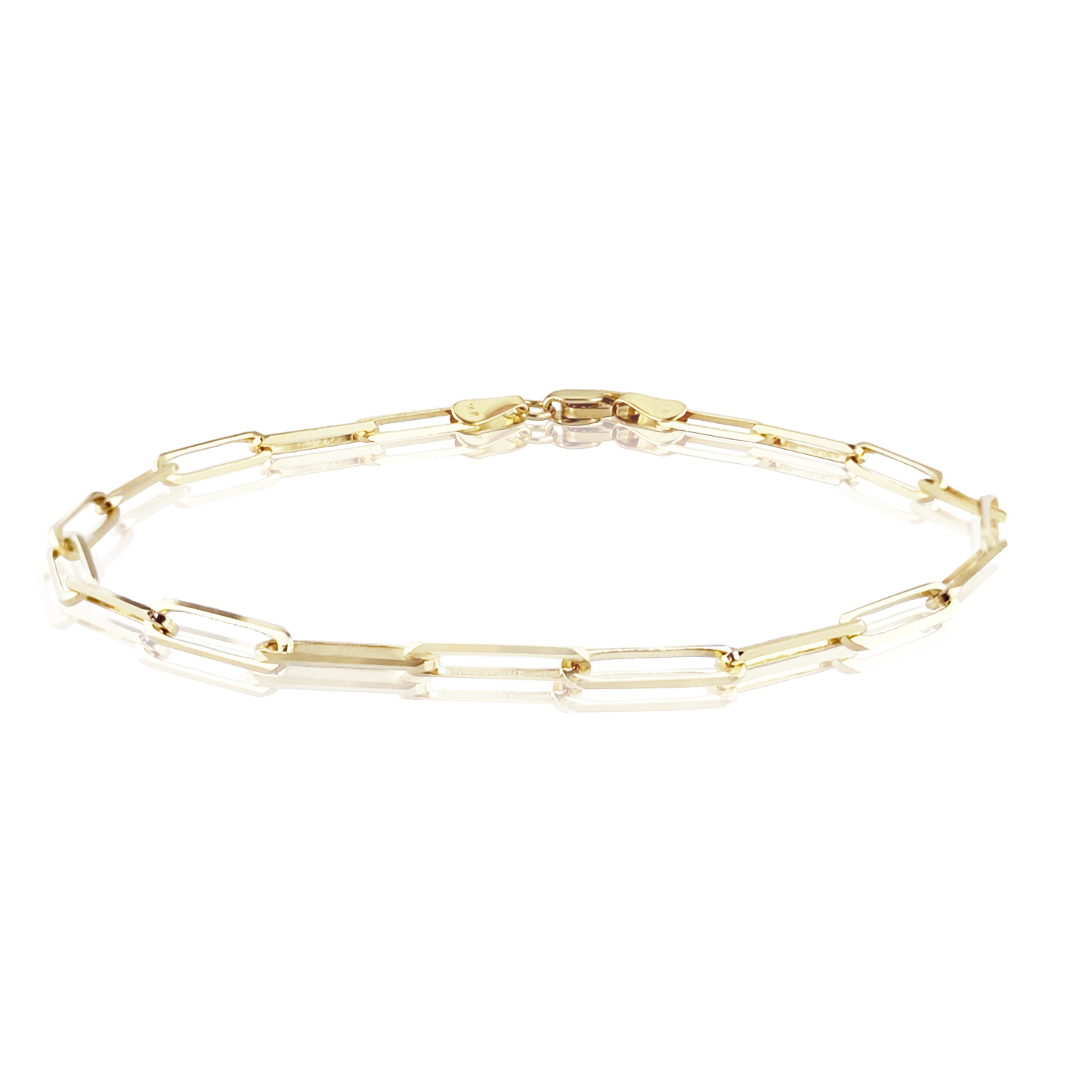 14K 2.1MM YELLOW GOLD PAPERCLIP CHAIN BRACELET