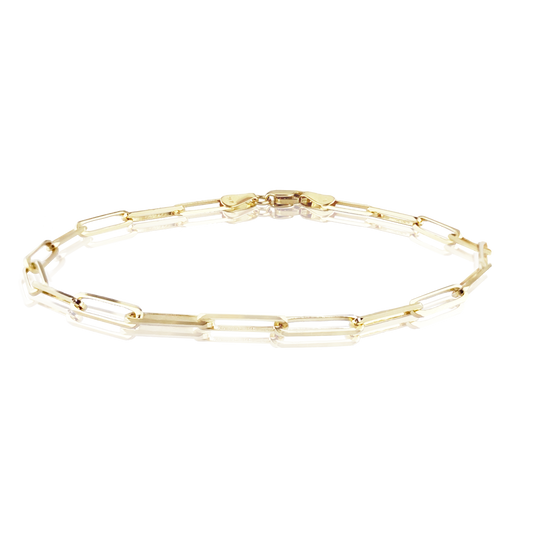 14K 2.1MM YELLOW GOLD PAPERCLIP CHAIN BRACELET