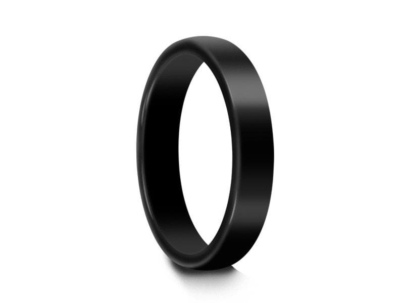 Tungsten Classic Wedding Band - High Polish - Engagement Ring - Black Wedding Ring - Dome Shaped - Comfort Fit 4mm - Vantani Wedding Bands