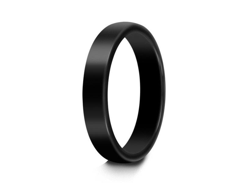 Tungsten Classic Wedding Band - High Polish - Engagement Ring - Black Wedding Ring - Dome Shaped - Comfort Fit 4mm - Vantani Wedding Bands