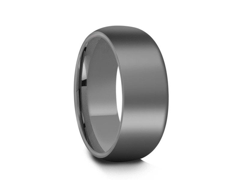 Tungsten Classic Wedding Band - High Polish - Gray Gunmetal - Engagement Ring - Dome Shaped - Comfort Fit 8mm - Vantani Wedding Bands