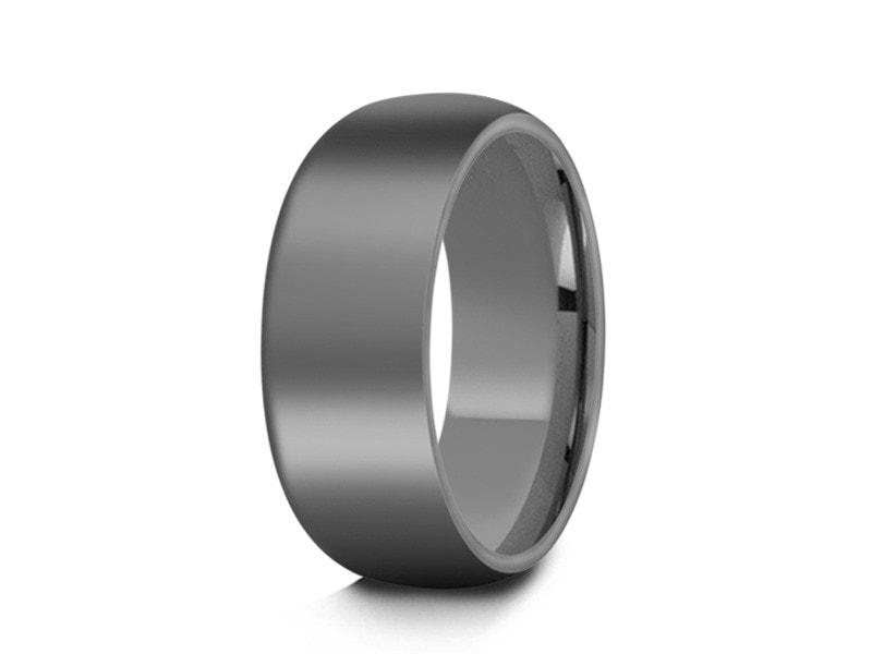 Tungsten Classic Wedding Band - High Polish - Gray Gunmetal - Engagement Ring - Dome Shaped - Comfort Fit 8mm - Vantani Wedding Bands