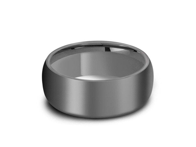 Tungsten Classic Wedding Band - High Polish - Gray Gunmetal - Engagement Ring - Dome Shaped - Comfort Fit 8mm - Vantani Wedding Bands