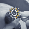 Vanna K’s Korvara Diamond Sunflower Brooch Pendant.