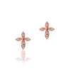 14K Rose gold cross diamond earrings