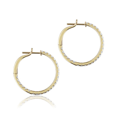 14K Yellow gold hoop earrings with diamonds