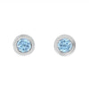 14K White Gold Blue Topaz Birthstone Stud Earrings