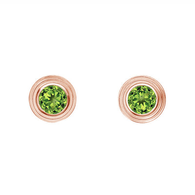 14K Rose Gold Peridot Birthstone Stud Earrings