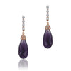 14K Rose gold dangle earrings with diamonds and amethyst