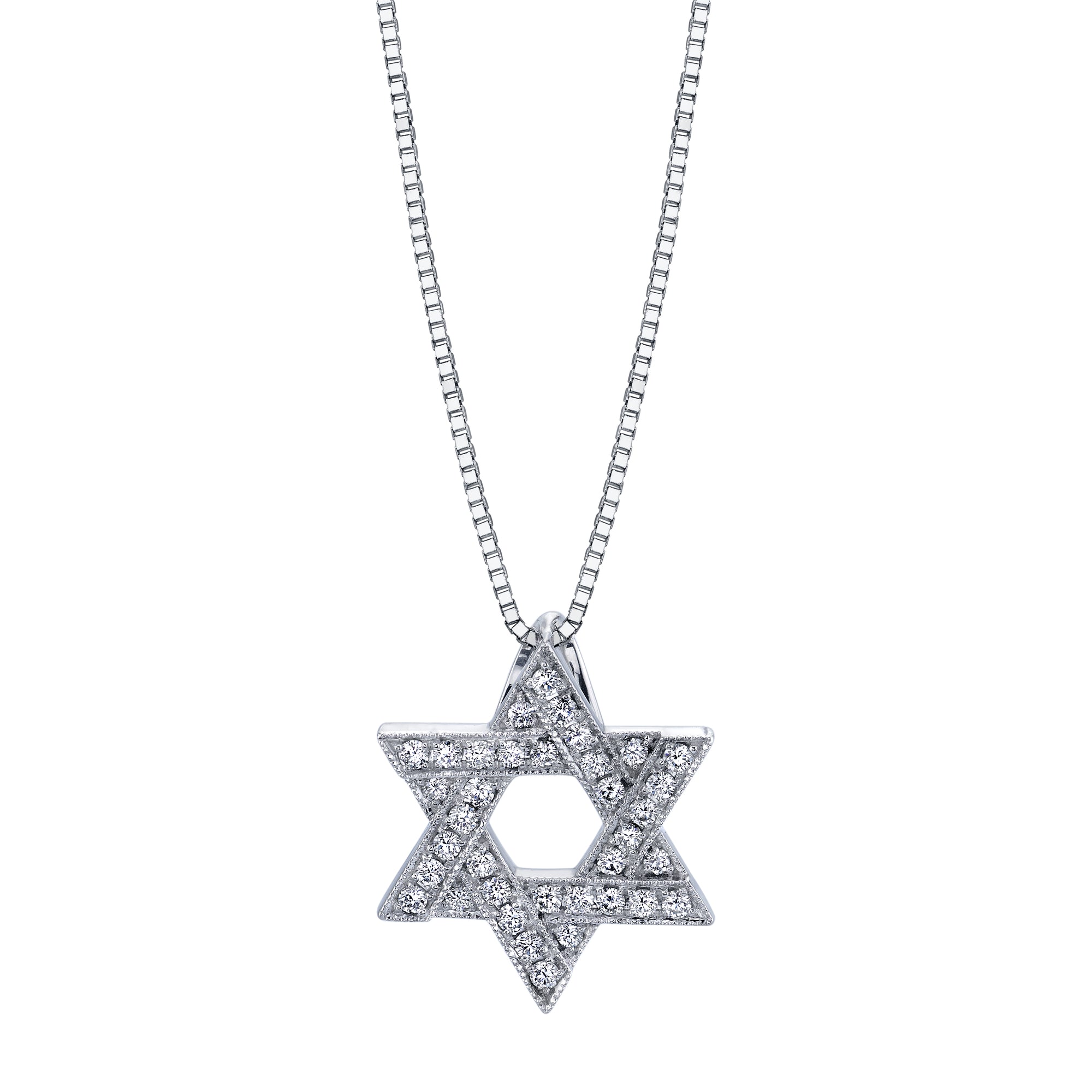 Star of David Necklace for Men Women, Iced Out Jewish Star Pendant Necklace,  Prong Setting Cubic Zirconia Hip Hop Jewelry with 20