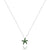 14K White gold star fish necklace with diamonds and green tsavorite