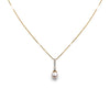 14 Karat Yellow Gold 7mm Cultured Pearl Necklace With Diamonds