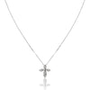 14K White gold cross necklace with diamonds
