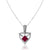 14K White gold heart necklace with diamonds and center ruby