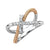 14K White And Rose Gold Diamond Cross Rope Ring