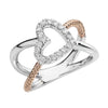 14K White And Rose Gold Diamond Heart Rope Ring