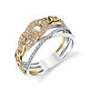 14K Two Tone Chain Link Ring with Diamonds