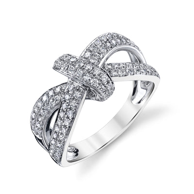 14K White Gold Fashion Love Knot Diamond Ring