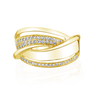 14K Yellow Gold Fashion Diamond Bypass Ring